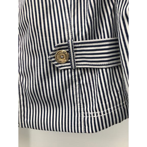 St. John Blue White Striped Stretch Zip Front Jacket M - Picture 5 of 10